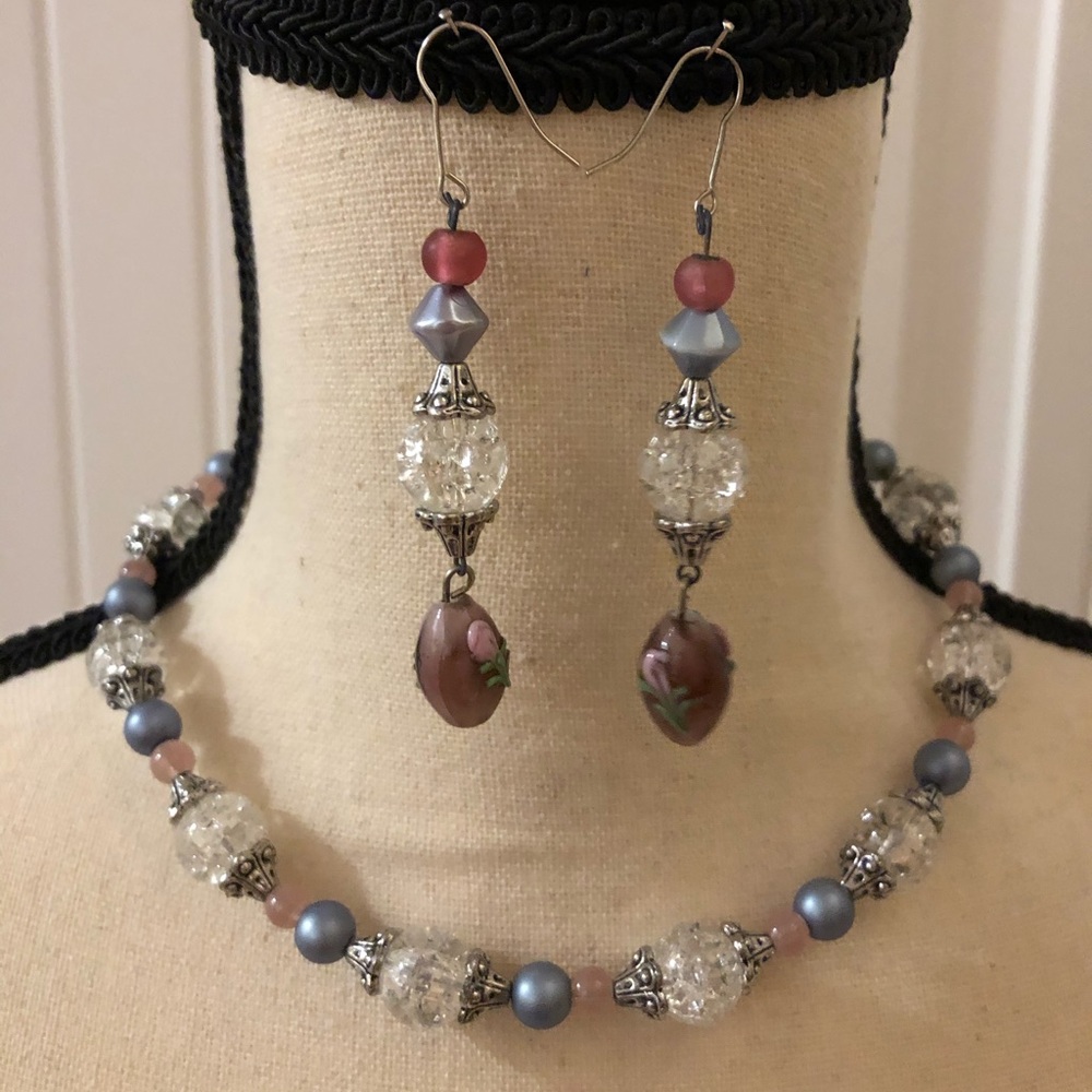 Glasshouse custom made necklace and earring set